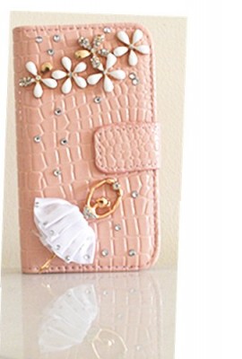 EVTECHTM-Crocodile-Series-Luxury-Crystal-Diamond-Bling-Ballet-Girl-Design-PU-Wallet-Leather-Cover-Case-for-iphone-44s-100-Handcrafted-0