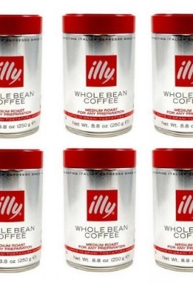 illy-Caffe-Normale-Whole-Bean-Coffee-Medium-Roast-Red-Top-6-Coffee-Cans-88oz-each-0